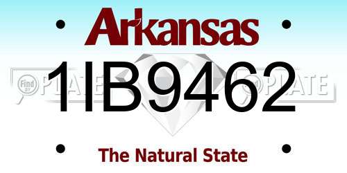 1IB9462 Arkansas License Plate