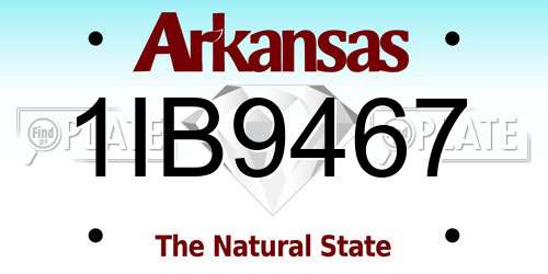 1IB9467 Arkansas License Plate