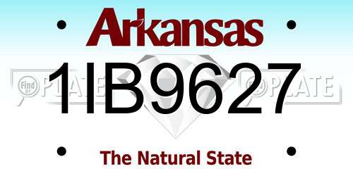 1IB9627 Arkansas License Plate