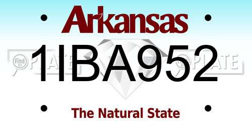 1IBA952 Arkansas License Plate