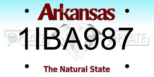 1IBA987 Arkansas License Plate