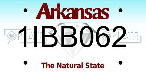 1IBB062 Arkansas License Plate
