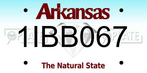 1IBB067 Arkansas License Plate