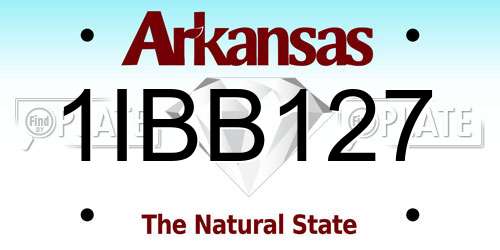 1IBB127 Arkansas License Plate