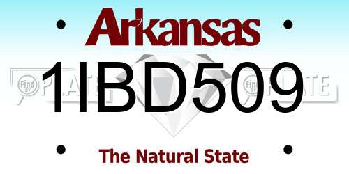 1IBD509 Arkansas License Plate