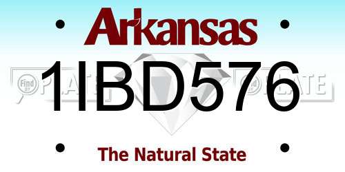 1IBD576 Arkansas License Plate
