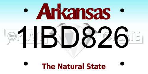 1IBD826 Arkansas License Plate