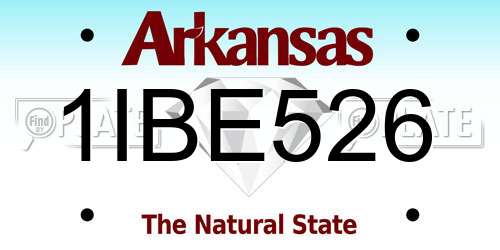 1IBE526 Arkansas License Plate