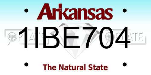 1IBE704 Arkansas License Plate