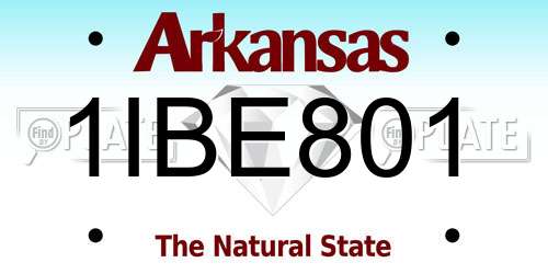 1IBE801 Arkansas License Plate