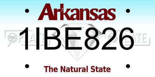 1IBE826 Arkansas License Plate