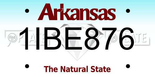 1IBE876 Arkansas License Plate