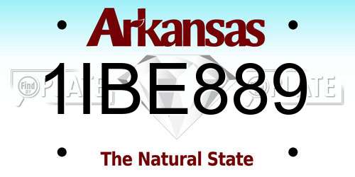 1IBE889 Arkansas License Plate
