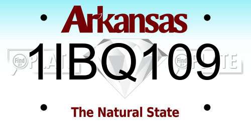 1IBQ109 Arkansas License Plate