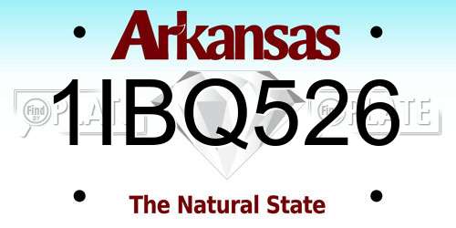 1IBQ526 Arkansas License Plate