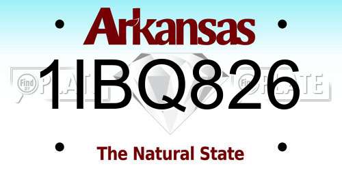 1IBQ826 Arkansas License Plate