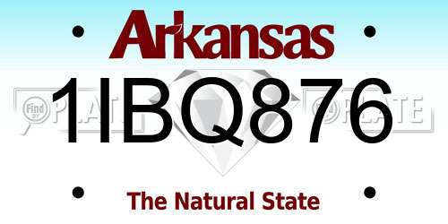 1IBQ876 Arkansas License Plate