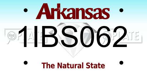 1IBS062 Arkansas License Plate