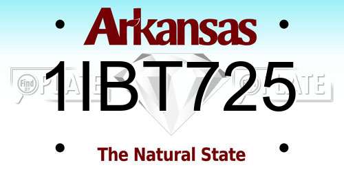 1IBT725 Arkansas License Plate