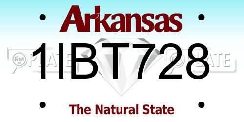 1IBT728 Arkansas License Plate