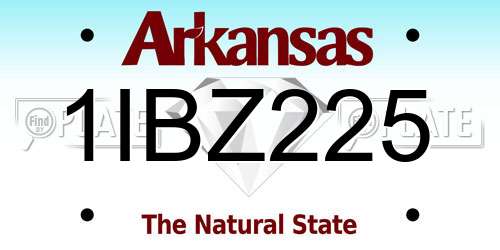 1IBZ225 Arkansas License Plate