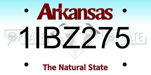 1IBZ275 Arkansas License Plate
