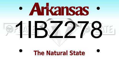 1IBZ278 Arkansas License Plate