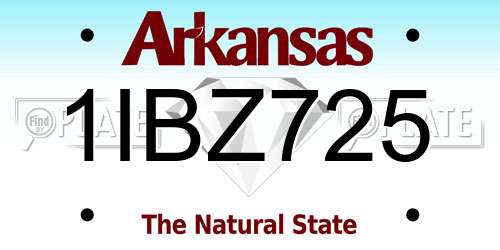 1IBZ725 Arkansas License Plate