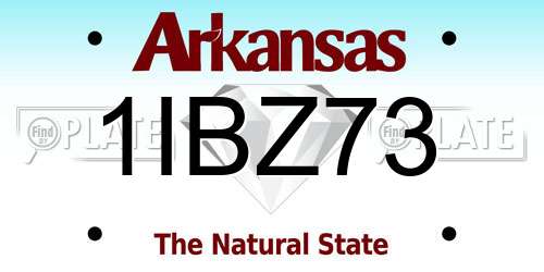 1IBZ73 Arkansas License Plate