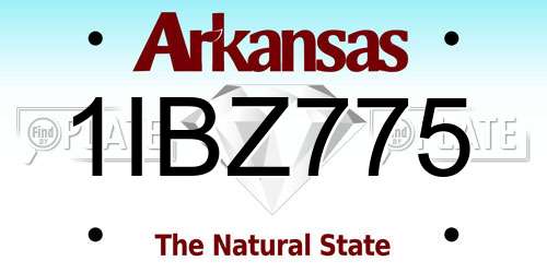 1IBZ775 Arkansas License Plate