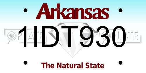 1IDT930 Arkansas License Plate