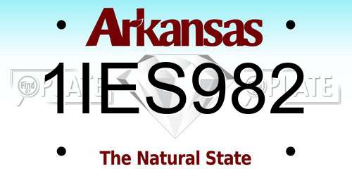 1IES982 Arkansas License Plate