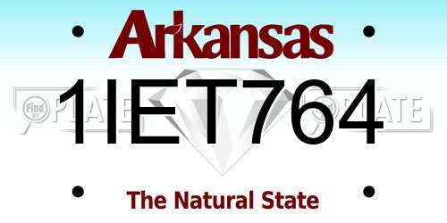 1IET764 Arkansas License Plate