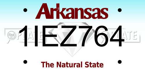 1IEZ764 Arkansas License Plate