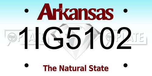1IG5102 Arkansas License Plate