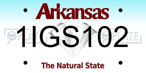 1IGS102 Arkansas License Plate