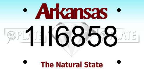1II6858 Arkansas License Plate