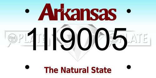 1II9005 Arkansas License Plate