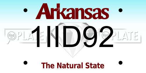 1IID92 Arkansas License Plate
