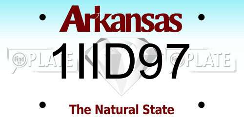 1IID97 Arkansas License Plate