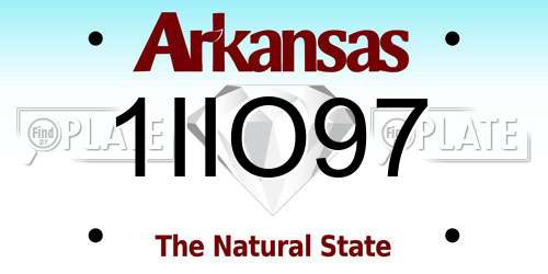 1IIO97 Arkansas License Plate