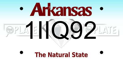 1IIQ92 Arkansas License Plate