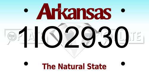1IO2930 Arkansas License Plate