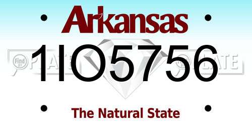 1IO5756 Arkansas License Plate