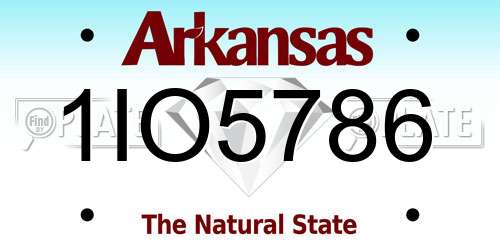 1IO5786 Arkansas License Plate