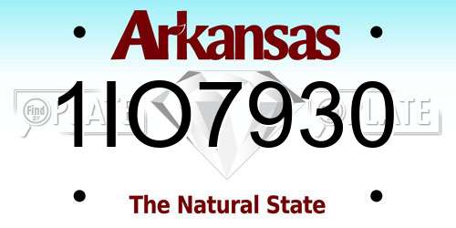 1IO7930 Arkansas License Plate