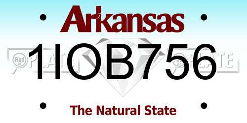 1IOB756 Arkansas License Plate