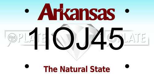 1IOJ45 Arkansas License Plate