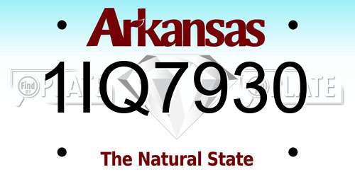 1IQ7930 Arkansas License Plate