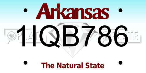 1IQB786 Arkansas License Plate